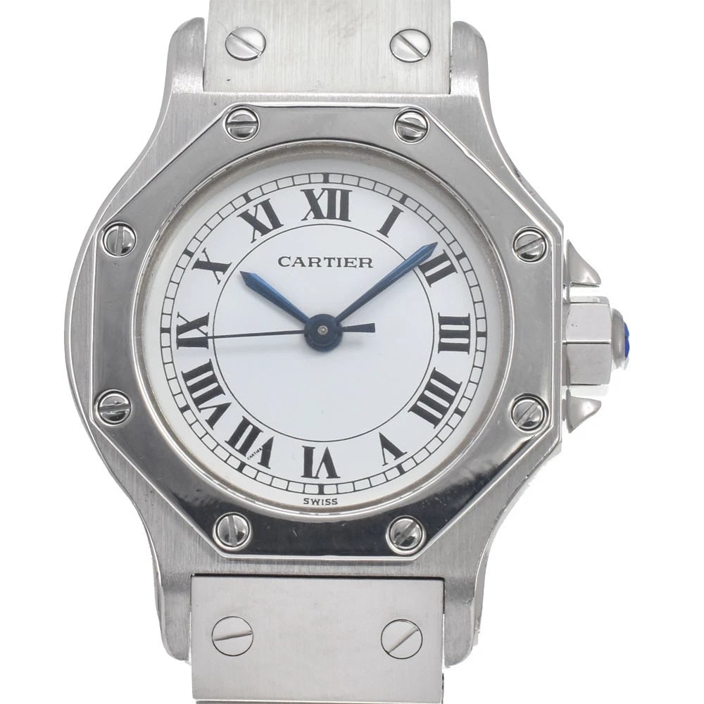 CARTIER SANTOS OCTAGON SM WHITE DIAL AUTOMATIC LADIES WATCH (1 of 7)