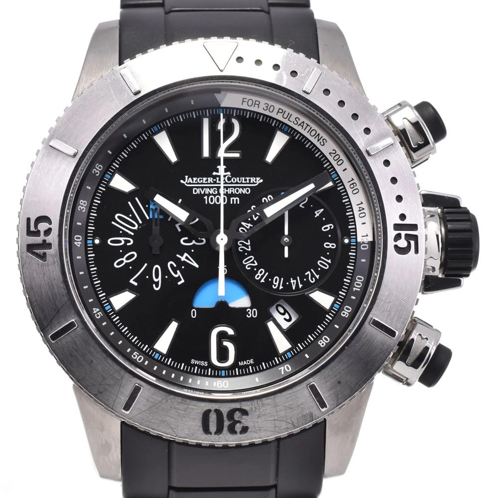 JAEGER-LECOULTRE DATE AUTOMATIC MEN WATCH: JAEGER-LECOULTRE Date Automatic Men Watch Brand: JAEGER-LECOULTRE Type/Style: Wristwatch Material: Band Material rubber, Case Material titanium Color: Band Color black, Dial Color black, Case Color Si