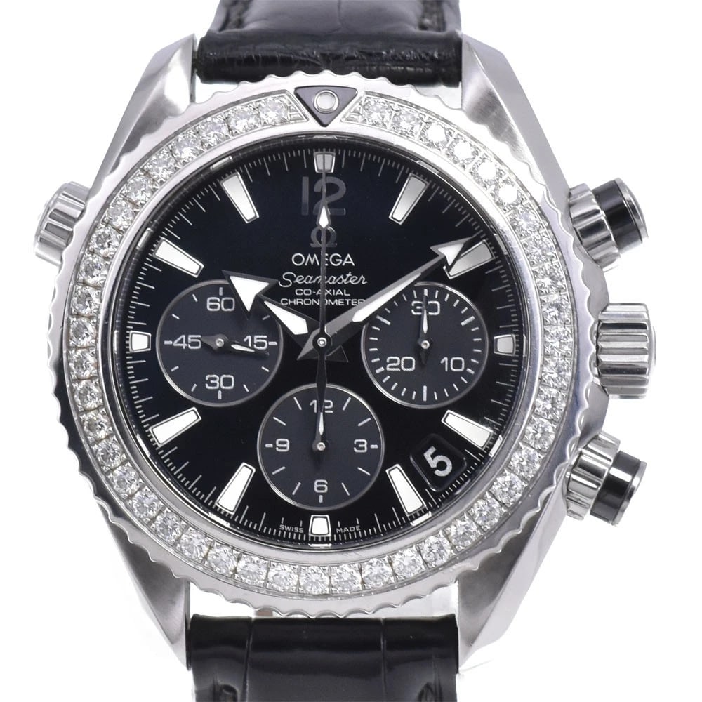 OMEGA SEAMASTER PLANET OCEAN AUTOMATIC LADIES WATCH: OMEGA Seamaster Planet Ocean Automatic Ladies Watch Brand: OMEGA Type/Style: Wristwatch Material: Band Material leather, Case Material Stainless Steel Color: Band Color black, Dial Color black, Case