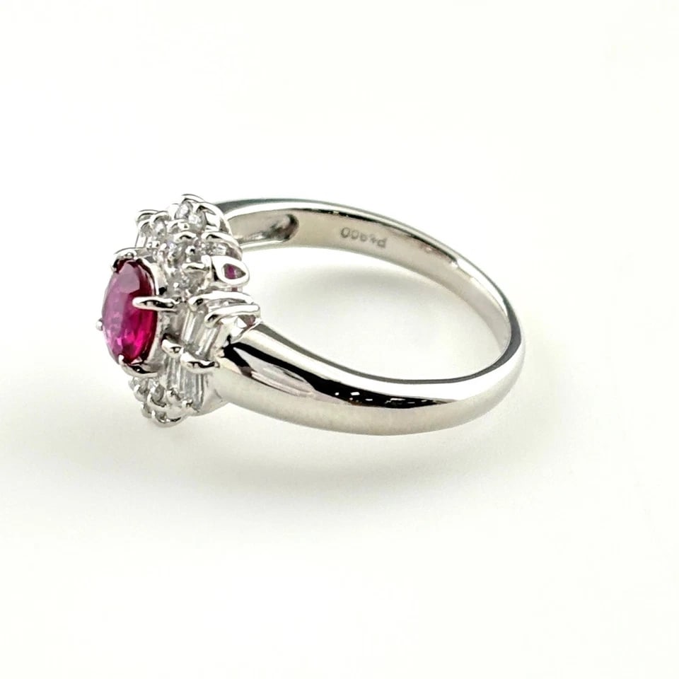 RUBY DESIGN PLATINUM MELEE DIAMOND RING: ruby design Platinum melee diamond Ring Brand: Unbranded Type/Style: Ring Material: Pt900, Main Stone/Creation Ruby diamond Color: None Size: US 5 Accessories: None Accessories Notice: Whe