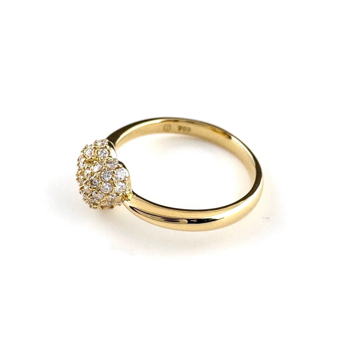 HEART MOTIF DESIGN YG MELEE DIAMOND RING: heart motif design YG melee diamond Ring Brand: Unbranded Type/Style: Ring Material: 750 YellowGold, Main Stone/Creation Natural Color: YellowGold Size: US 4.5 to 5 Accessories: None Accessories