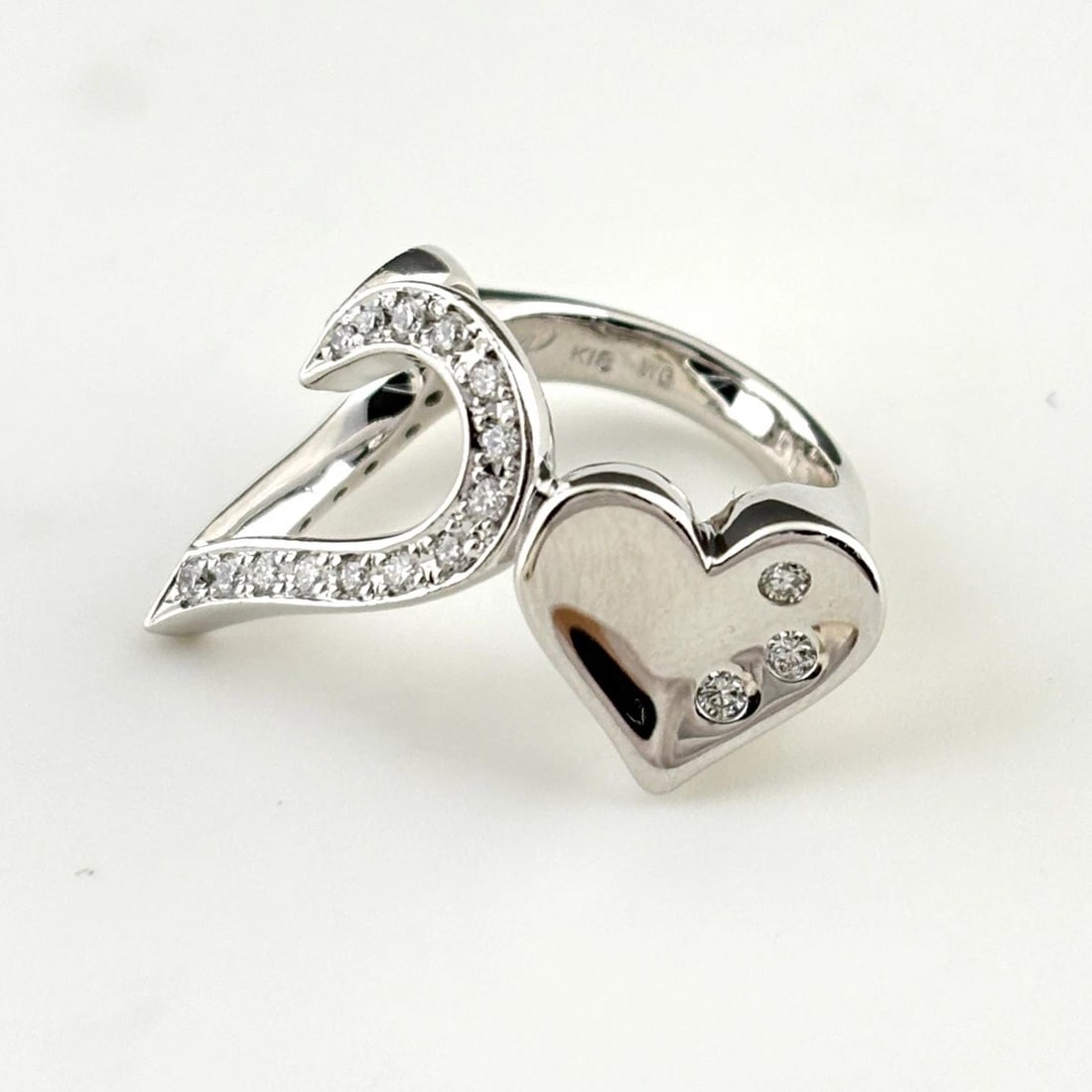 HEART MOTIF DESIGN WG WHITEGOLD MELEE DIAMOND RING (1 of 2)