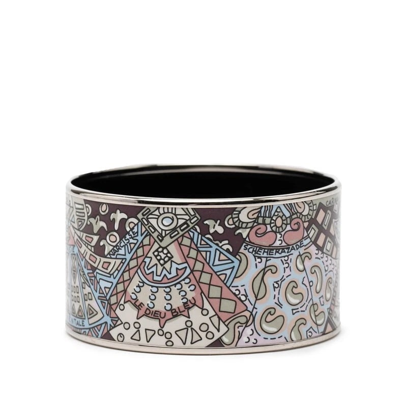 HERMES ENAMEL BANGLE SILVER MULTICOLOR - 3