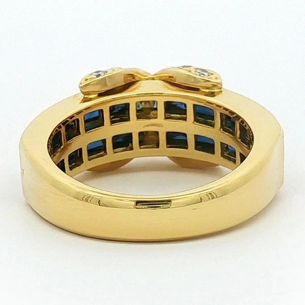 TIFFANY SAPPHIRE DIAMOND RING 750 GOLD: Tiffany Sapphire Diamond Ring 750 Gold Brand: Tiffany & Co. Type/Style: Ring Material: 18K Yellow Gold, Main Stone/Creation Sapphire & Diamond :Secondary Stone: Diamond Color: YELOW GOLD Size: US5.55