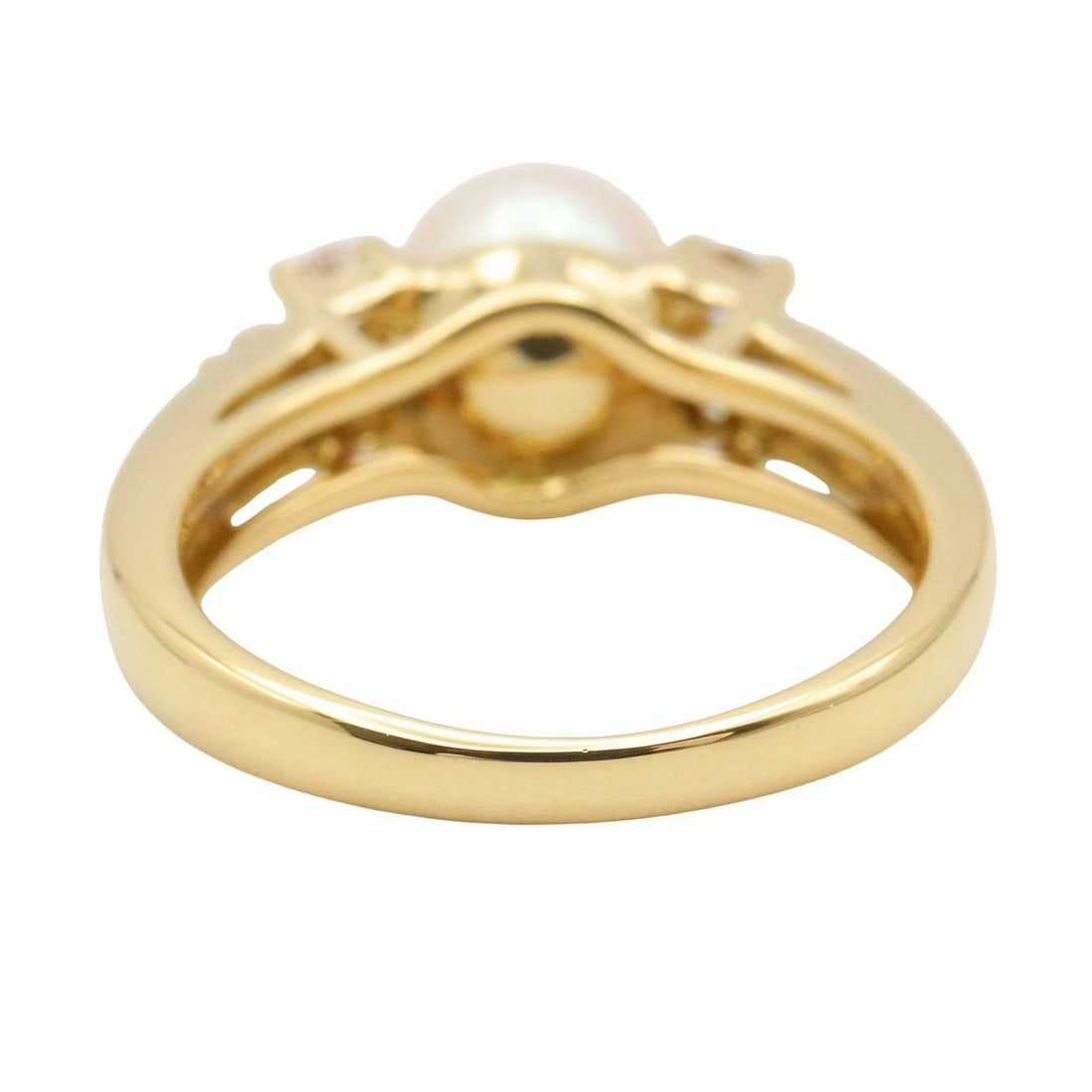 TIFFANY PEARL DIAMOND RING K18 GOLD: Tiffany Pearl Diamond Ring K18 Gold Brand: Tiffany & Co. Type/Style: Ring Material: K18 Yellow Gold, Main Stone/Creation Pearl Secondary Stone: Diamonds Color: YELOW GOLD Size: US4 Accessories: No