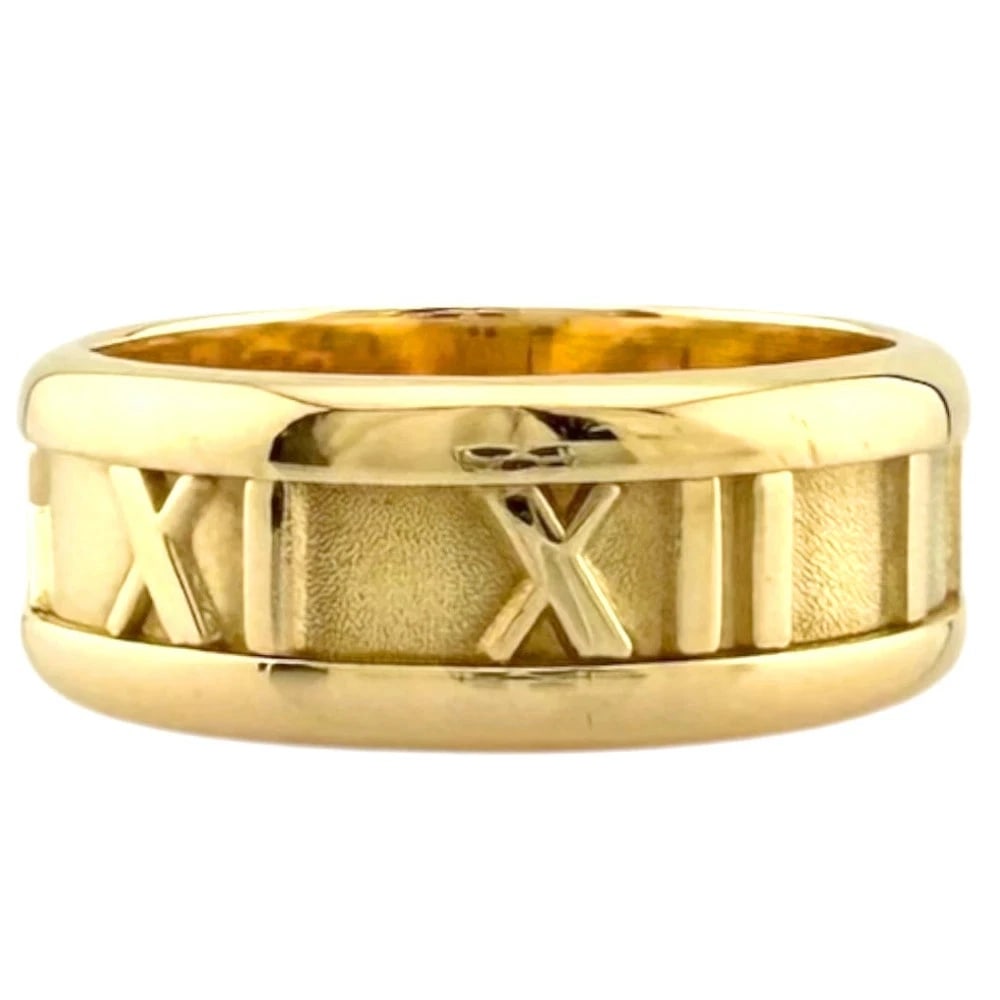 TIFFANY ATLAS RING 18K YG: Tiffany Atlas Ring 18K YG Brand: Tiffany & Co. Type/Style: Ring Material: K18Gold, Color: Gold Size: 4.75 - 5 US Accessories: None Accessories Notice: When purchasing pre-owned goods, plea