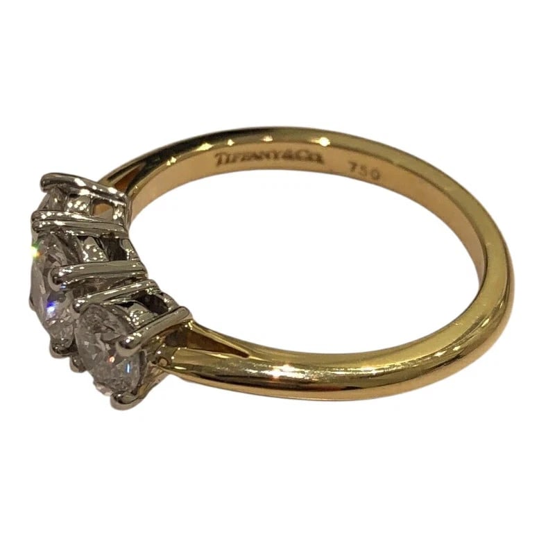 TIFFANY RING GOLD K18/PT950 DIAMOND: Tiffany Ring Gold K18/PT950 Diamond Brand: Tiffany & Co. Type/Style: Ring Material: K18 Gold / PT950 Platinum, Main Stone/Creation NATURAL Color: GOLD,SILVER Size: US 6.75 Accessories: None