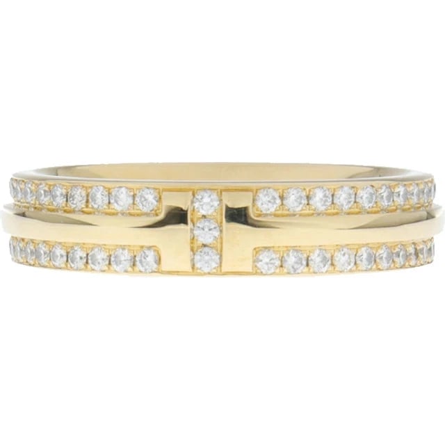 TIFFANY NARROW PAVE DIAMOND RING DIAMOND: Tiffany Narrow Pave Diamond Ring Diamond Brand: Tiffany & Co. Type/Style: Ring Material: K18 Yellow Gold, Main Stone/Creation NATURAL Color: YELLOW GOLD Size: US7 Accessories: None Accessories