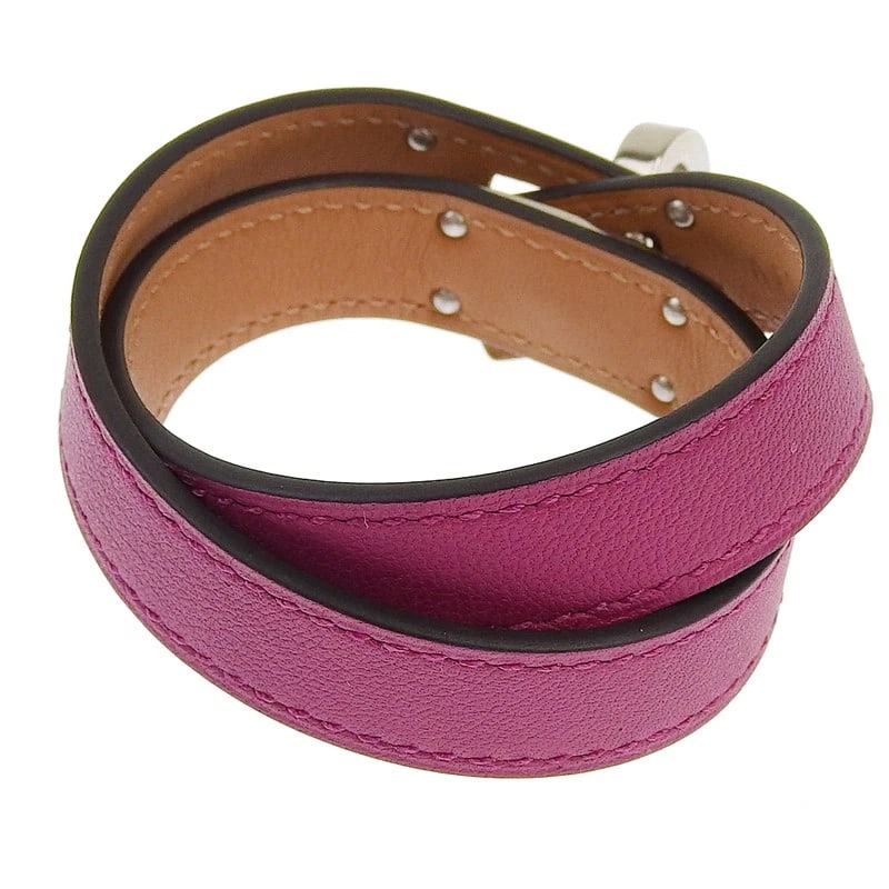 HERMES KELLY DOUBLE TOUR BRACELET SWIFT PURPLE: Hermes Kelly Double Tour Bracelet Swift Purple Brand: Hermes Type/Style: Bracelet Material: Swift leather, Color: Purple Size: Wrist circumference approx. 14.5cm (5.7 inches), Width approx.