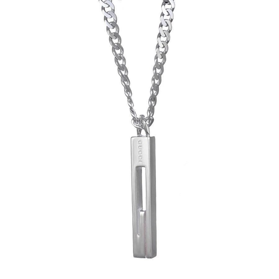 GUCCI G PENDANT NECKLACE STERLING SILVER: Gucci G Pendant Necklace Sterling Silver Brand: Gucci Type/Style: Pendant Material: Silver 925, Color: SILVER Size: Height 1.6 in, Width 0.3 in, Chain length 19.7 in Accessories: None Accessories