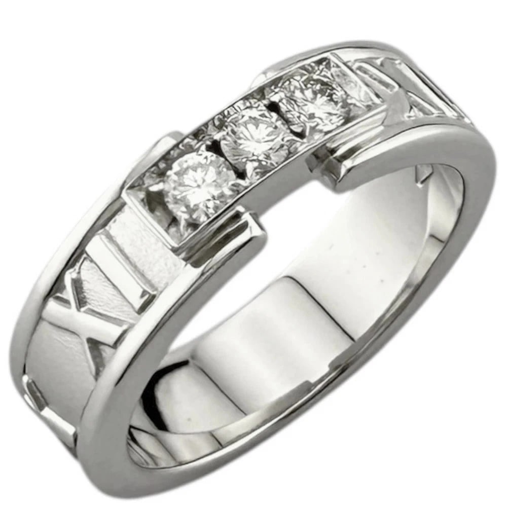 TIFFANY ATLAS DIAMOND RING 18K WHITE GOLD: Tiffany Atlas Diamond Ring 18K White Gold Brand: Tiffany & Co. Type/Style: Ring Material: K18WG, Main Stone/Creation Natural Color: White Gold Size: US 6.25 Accessories: None Accessories N