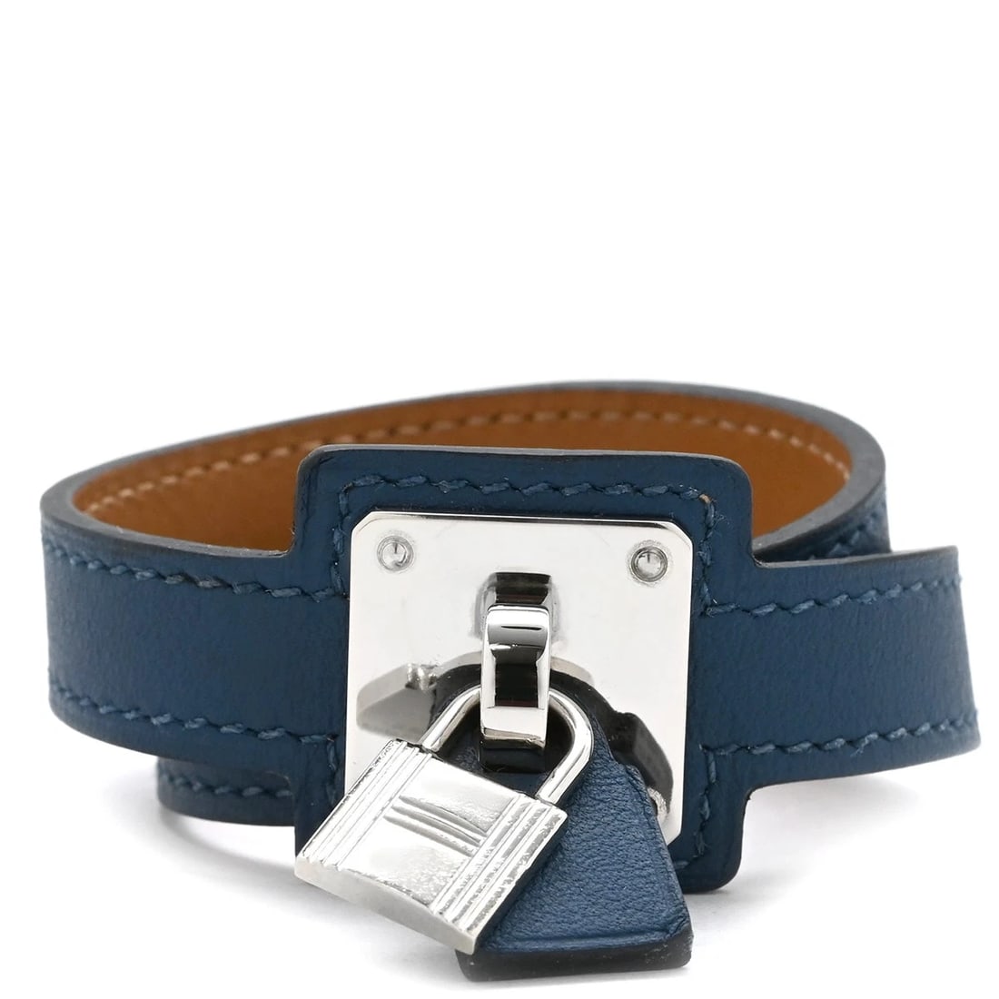 HERMES SWIFT NAVY LEATHER BRACELET: Hermes Swift Navy Leather Bracelet Brand: Hermes Type/Style: Bracelet Material: Swift leather, Metal, Color: Navy, Silver Size: Length 12.2 in, Max width 1.0 in Accessories: None Accessori