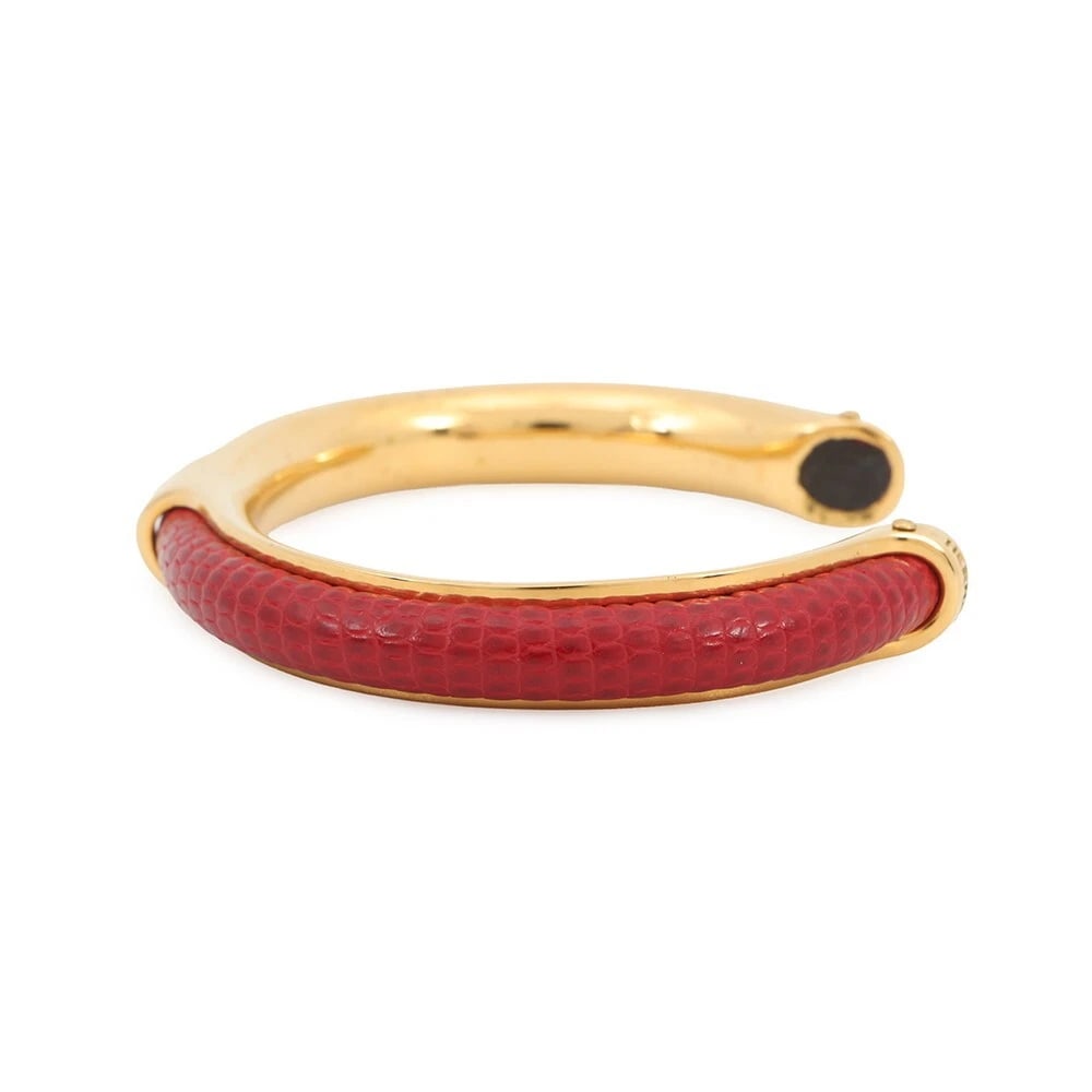 HERMES RED/GOLD HARDWARE LIZARD BRACELET - 2