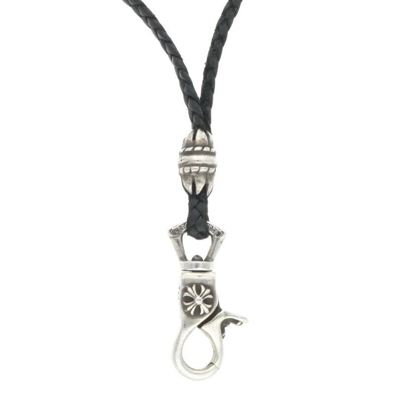 CHROME HEARTS CROSS LANYARD NECKLACE BLACK SILVER: Chrome Hearts Cross Lanyard Necklace Black Silver Brand: Chrome Hearts Type/Style: Necklace Material: 925 Silver, Color: Black, Silver Size: Pendant Width0.7 in (1.9 cm) Accessories: None Accessories