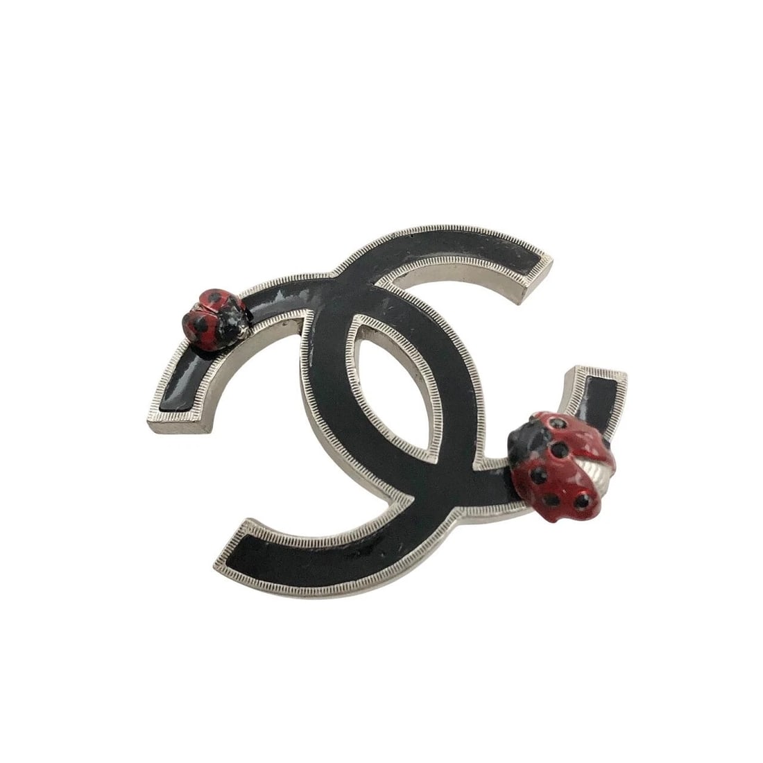 CHANEL SILVER BLACK LADYBUG BROOCH EXCELLENT CONDITION: Chanel Silver Black Ladybug Brooch Excellent Condition Brand: Chanel Type/Style: Brooch Material: Silver plating, Color: Silver, Black, Red Size: Approximately 1.5 in x 1.2 in Accessories: None