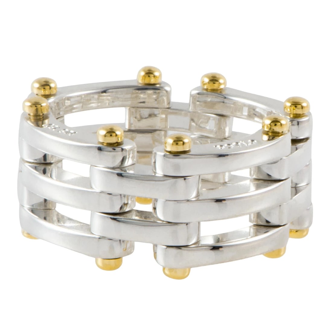 TIFFANY & CO. GATE LINK RING K18YG GOLD: Tiffany & Co. Gate Link Ring K18YG Gold Brand: Tiffany & Co. Type/Style: Ring Material: Sterling Silver and K18 Yellow Gold (K18YG), Color: STERLING SILVER ,YELLOW GOLD Size: US6.25 Accessories: N