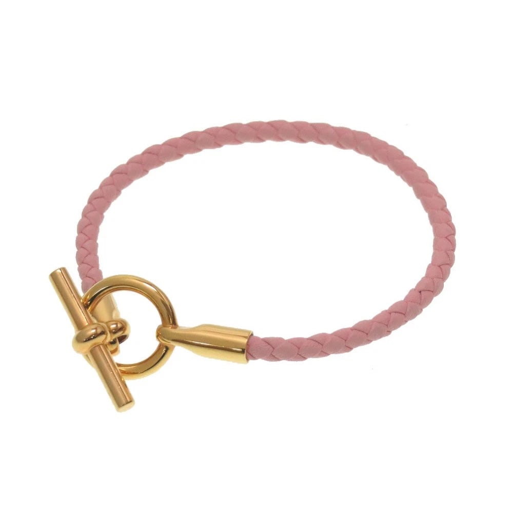 HERMES GRENNAN ROSE SAKURA ROSE GOLD BRACELET: Hermes Grennan Rose Sakura Rose Gold Bracelet Brand: Hermes Type/Style: Bracelet Material: Leather, Metal, Color: Rose Sakura Size: Total length approximately 15 cm (5.9 inches), Strap width