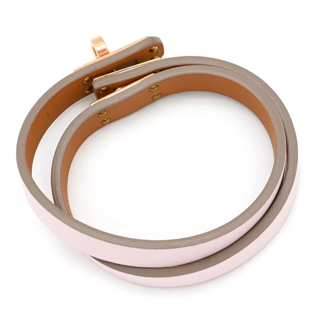HERMES MINI KELLY DOUBLE TOUR BRACELET PINK: Hermes Mini Kelly Double Tour Bracelet Pink Brand: Hermes Type/Style: Leather bracelet Material: Vois Swift leather, Color: Mauve Pale Size: Length 13.8 in, Width 0.4 in, Wrist size up to 5.7 in