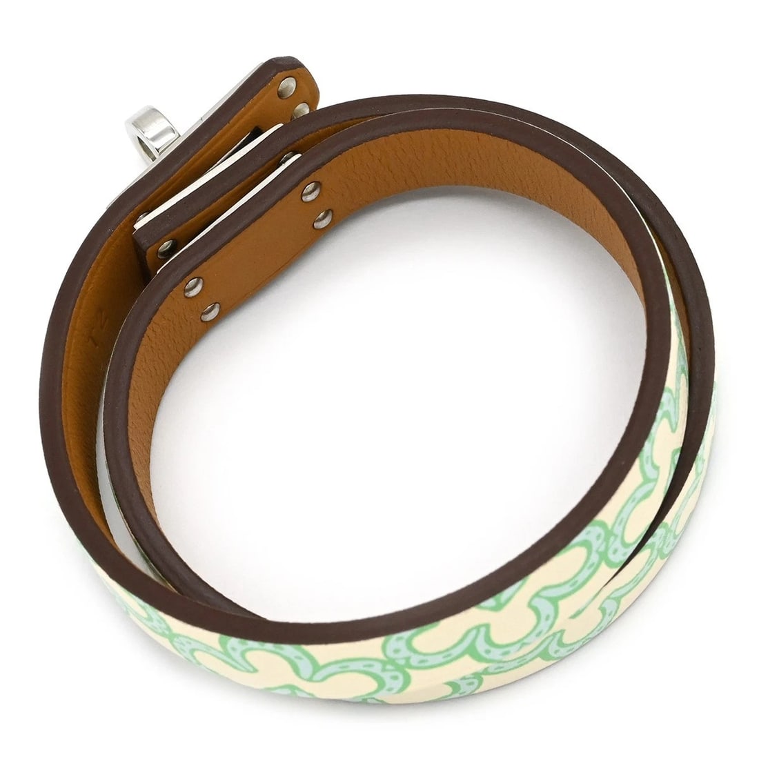 HERMES KELLY DOUBLE TOUR BRACELET: Hermes Kelly Double Tour Bracelet Brand: Hermes Type/Style: Bracelet Material: Voiture Swift leather, Color: Nat & Veil tones Size: Max width 0.4 in, Length 13.8 in Accessories: None Accessories