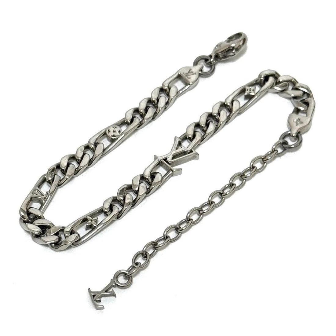 LOUIS VUITTON SILVER MONOGRAM CHAIN BRACELET - 2