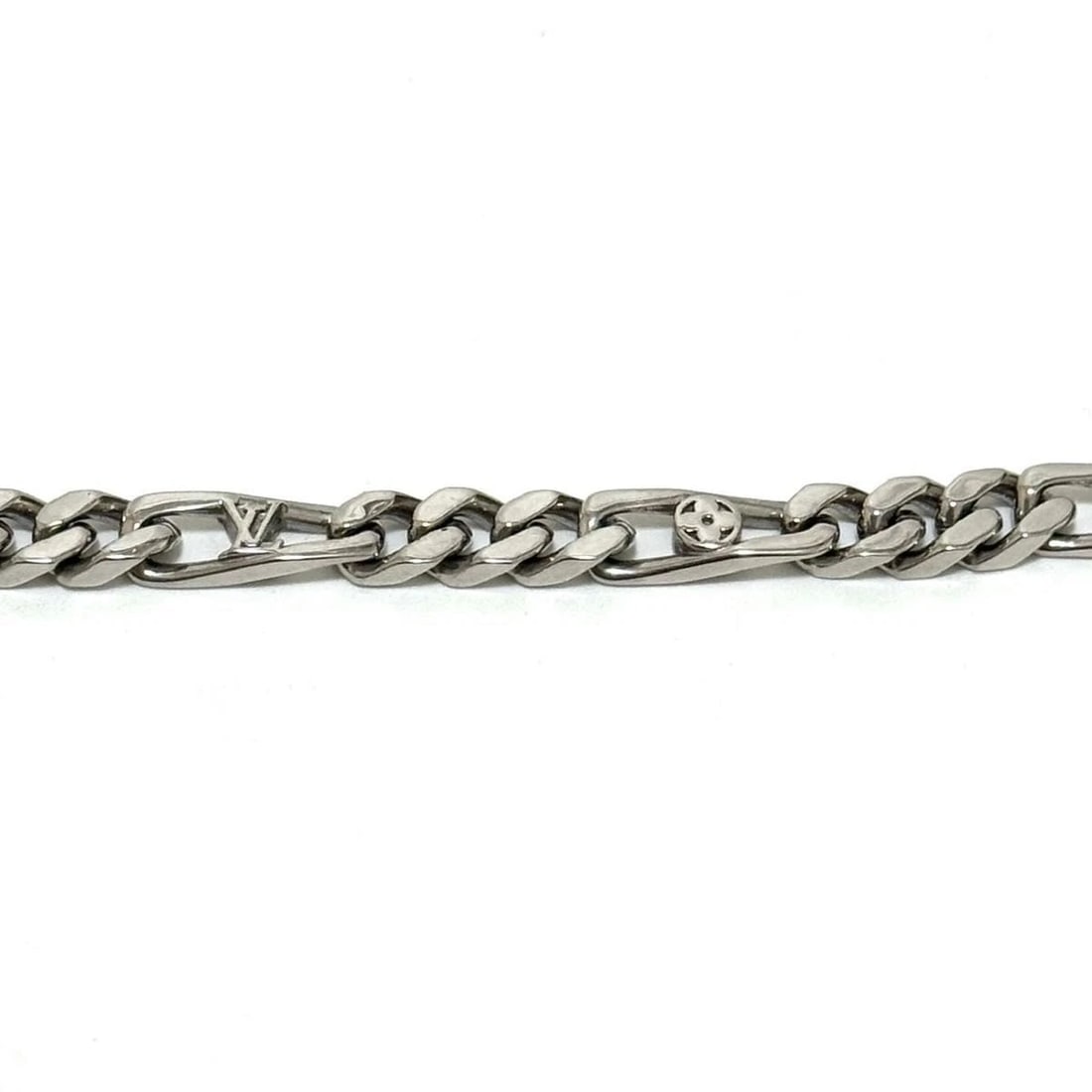 LOUIS VUITTON SILVER MONOGRAM CHAIN BRACELET - 5
