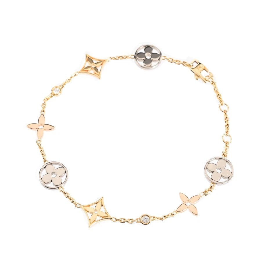 LOUIS VUITTON MONOGRAM IDEAL BRACELET K18YWP: Louis Vuitton Monogram Ideal Bracelet K18YWP Brand: Louis Vuitton Type/Style: Bracelet Material: K18YWP, Color: YWP Size: Charm approximately 8mm x 8mm (W x H), length 5cm Accessories: None