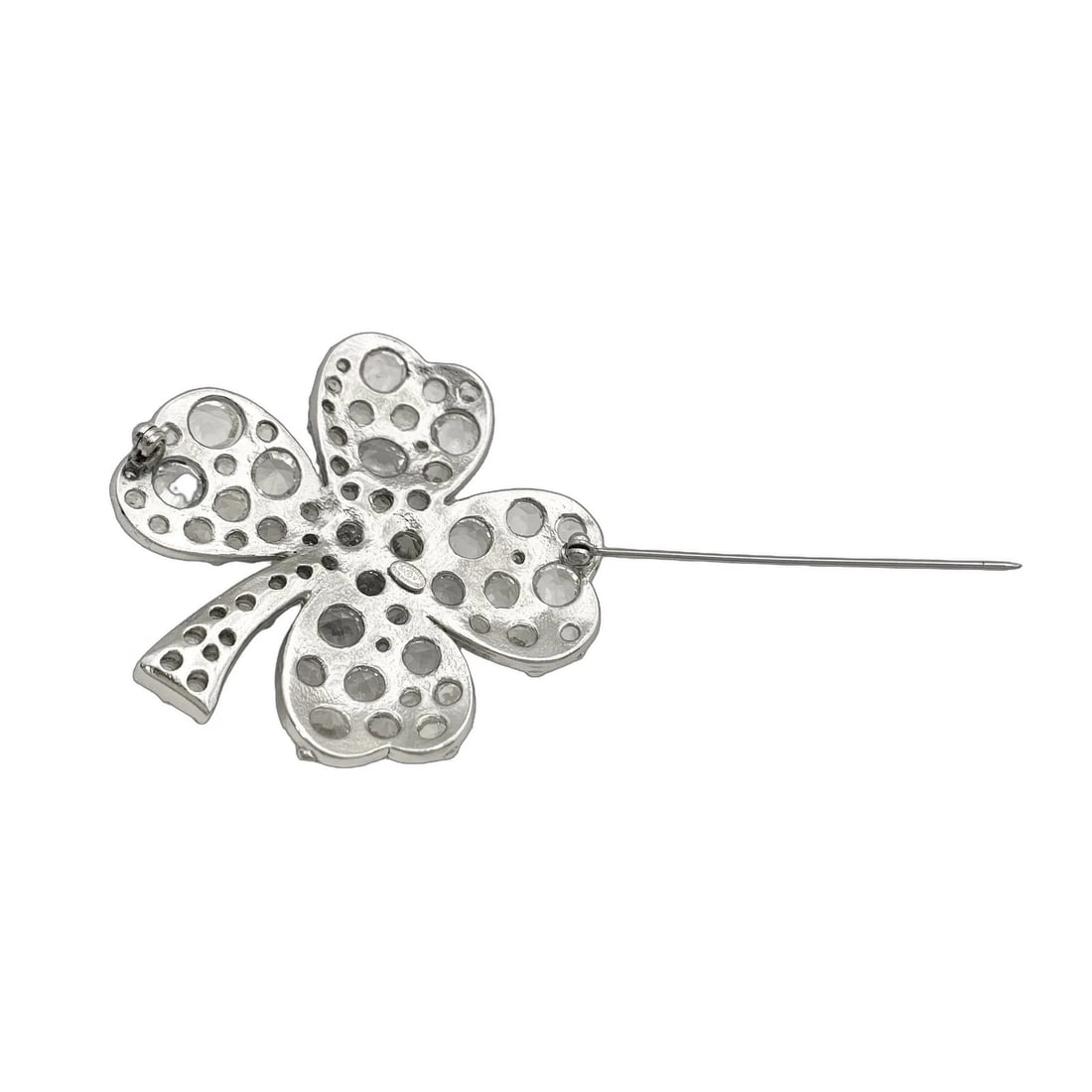 CHANEL RHINESTONE BROOCH SILVER - 2