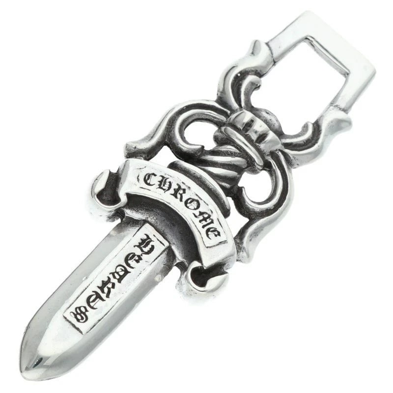 CHROME DAGGER PENDANT STERLING SILVER,: Chrome Dagger Pendant Sterling Silver, Brand: Chrome Hearts Type/Style: Ring Material: Sterling Silver, Color: Silver Size: 5.25 US Accessories: None Accessories Notice: When purchasing pre-owned