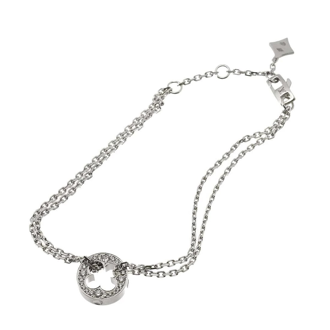 LOUIS VUITTON DIAMOND BRACELET K18 WG 750: Louis Vuitton Diamond Bracelet K18 WG 750 Brand: Louis Vuitton Type/Style: Bracelet Material: Gold, Diamond, Color: WHITE Size: bracelet has an inner circumference of 16.5 cm Accessories: None