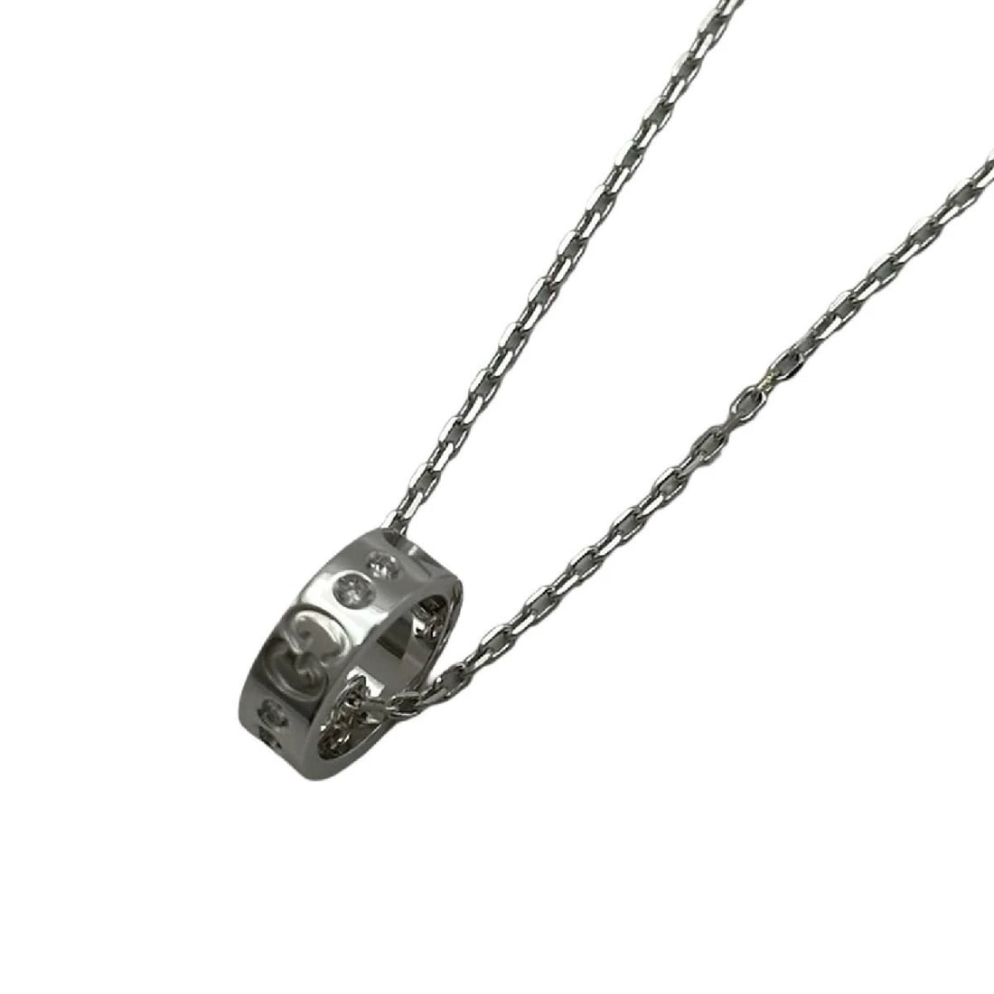 GUCCI ICON AMOR NECKLACE WHITE GOLD AU750 DIAMOND: GUCCI Icon Amor Necklace White Gold AU750 Diamond Brand: Gucci Type/Style: Necklace Material: AU750, Color: WHI GOLD Size: Pendant: 11.5mm (0.5 in) x 4.0mm (0.2 in), Chain: 46cm (18.1 in)