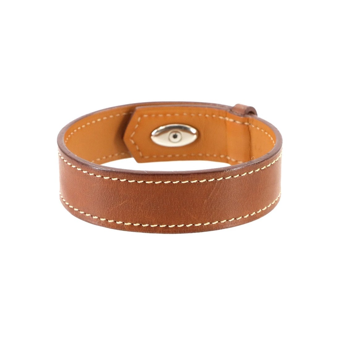 HERMES PANACHE LEATHER & METAL BRACELET BROWN: Hermes Panache Leather & Metal Bracelet Brown Brand: Hermes Type/Style: Bracelet Material: Leather, Metal, Color: Forbe,Silver Size: T4, Wrist Circumference: 6.7 in, Width: 0.7 in Accessories: Non
