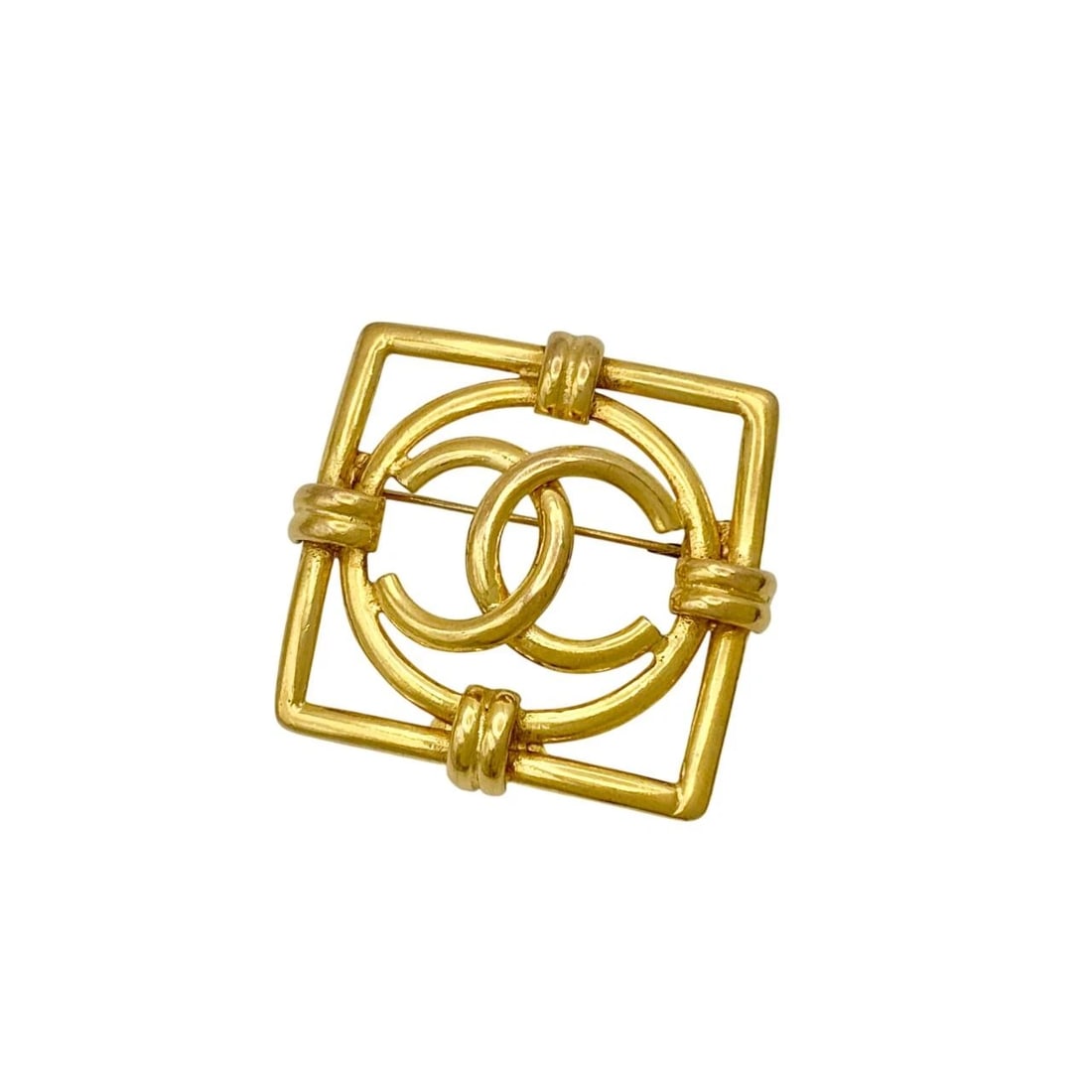 CHANEL GOLD BROOCH MARK LOGO: Chanel Gold Brooch Mark Logo Brand: Chanel Type/Style: Brooch Material: Gold-plated, Color: Gold Size: Approximately 4.9 cm x 4.8 cm Accessories: None Accessories Notice: When purchasing p