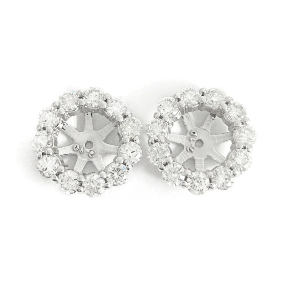 ROUND DIAMOND HALO EARRING JACKETS ENHANCERS 14K WHITE GOLD (1 of 3)