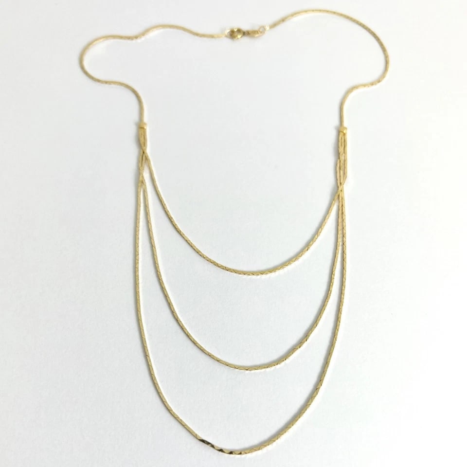 THIN MULTI STRAND TRIPLE LAYER CHAIN NECKLACE - 2