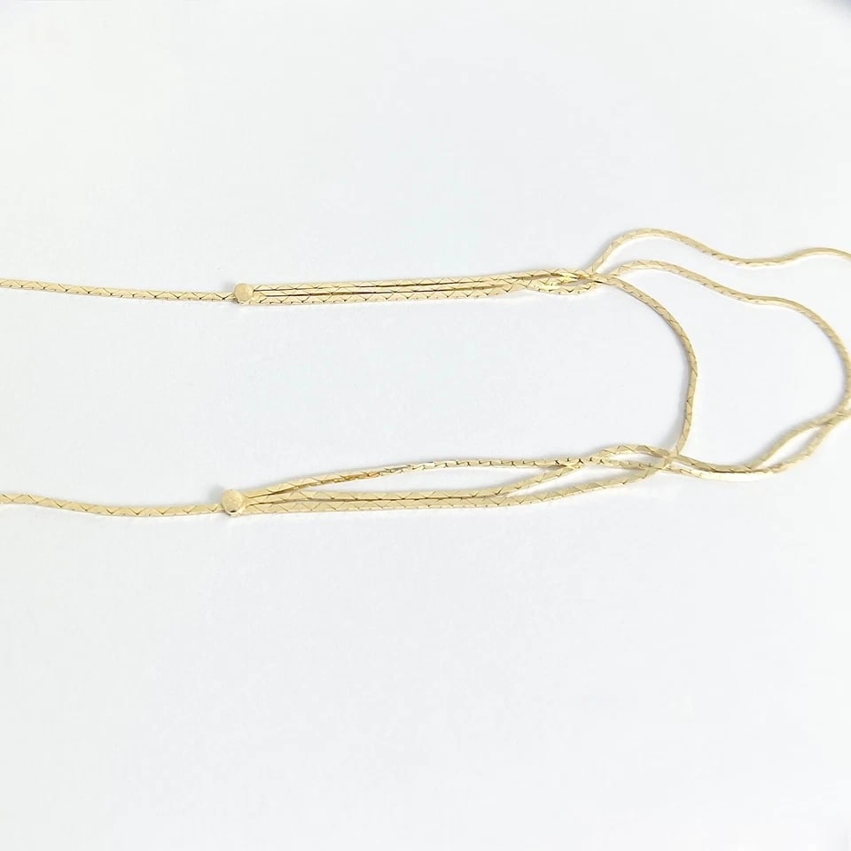 THIN MULTI STRAND TRIPLE LAYER CHAIN NECKLACE - 3