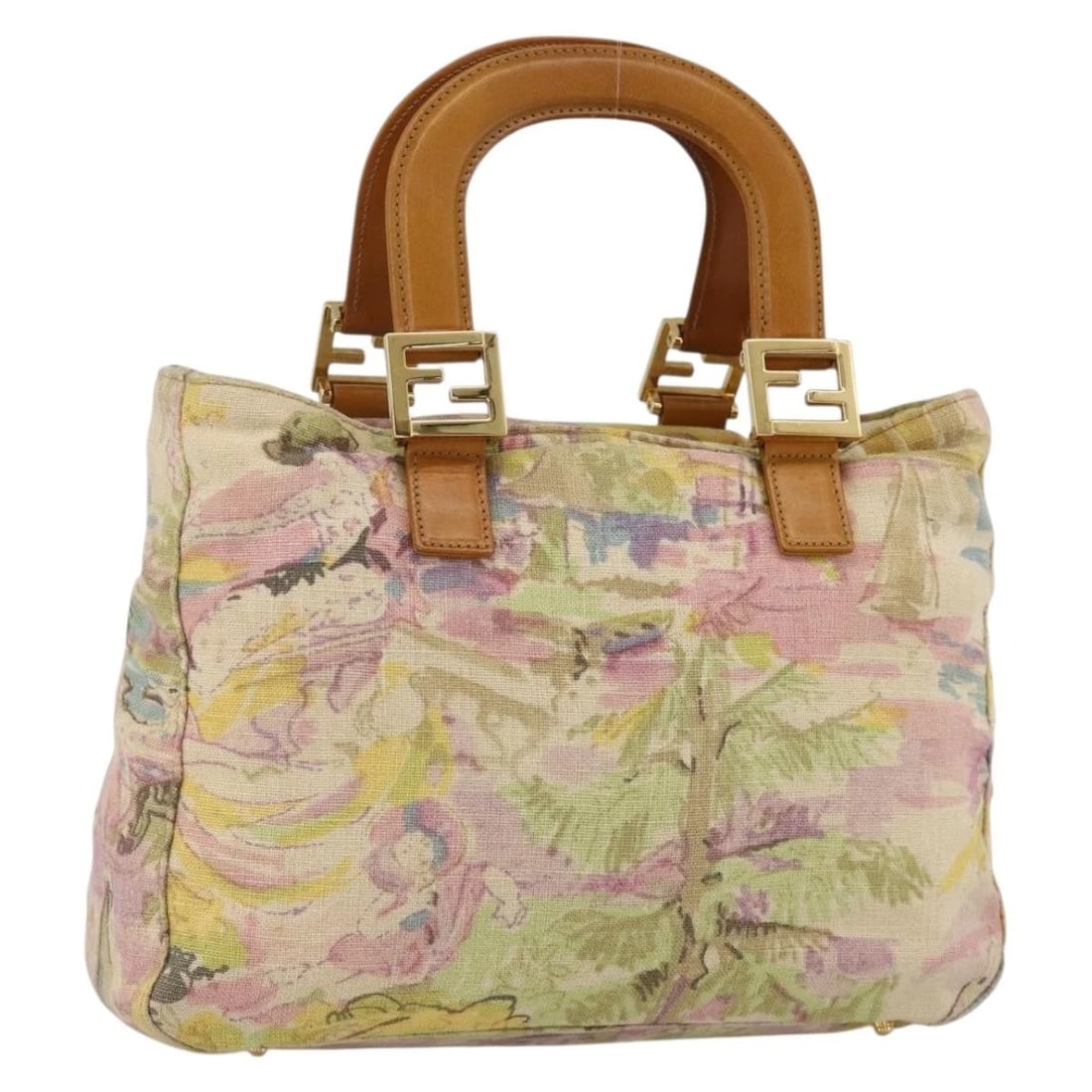 FENDI HAND BAG CANVAS MULTICOLOR GOLD: FENDI Hand Bag Canvas Multicolor Gold Brand: FENDI Type/Style: Hand Bag Material: Canvas Color: Multicolor/Gold Size: Size(Inch) W11.4 x H8.7 x D4.3inch(Approx) Accessories: None Accessori