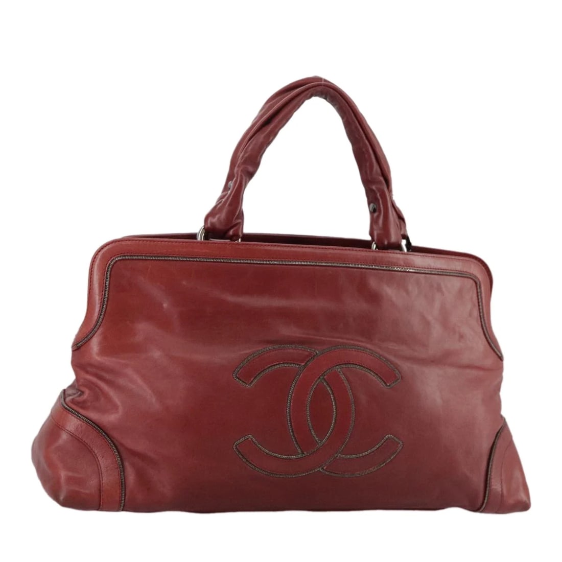 CHANEL COCO MARK HAND BAG LEATHER RED: CHANEL COCO Mark Hand Bag Leather Red Brand: CHANEL Type/Style: Hand Bag Material: Leather Color: Red/Silver Size: Size(Inch) W17.3 x H9.8 x D5.1inch(Approx) Accessories: None Accessories