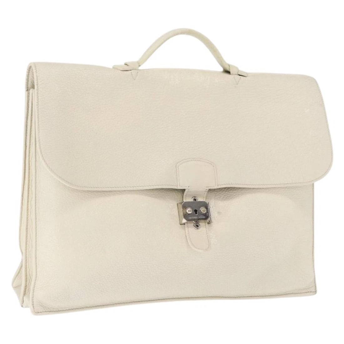 HERMES SAC ADEPECHE 41 HAND BAG LEATHER: HERMES Sac Adepeche 41 Hand Bag Leather Brand: HERMES Type/Style: Hand Bag Material: Leather Color: White/Silver Size: Size(Inch) W15.7 x H11.4 x D4.7inch(Approx) Accessories: None Accesso