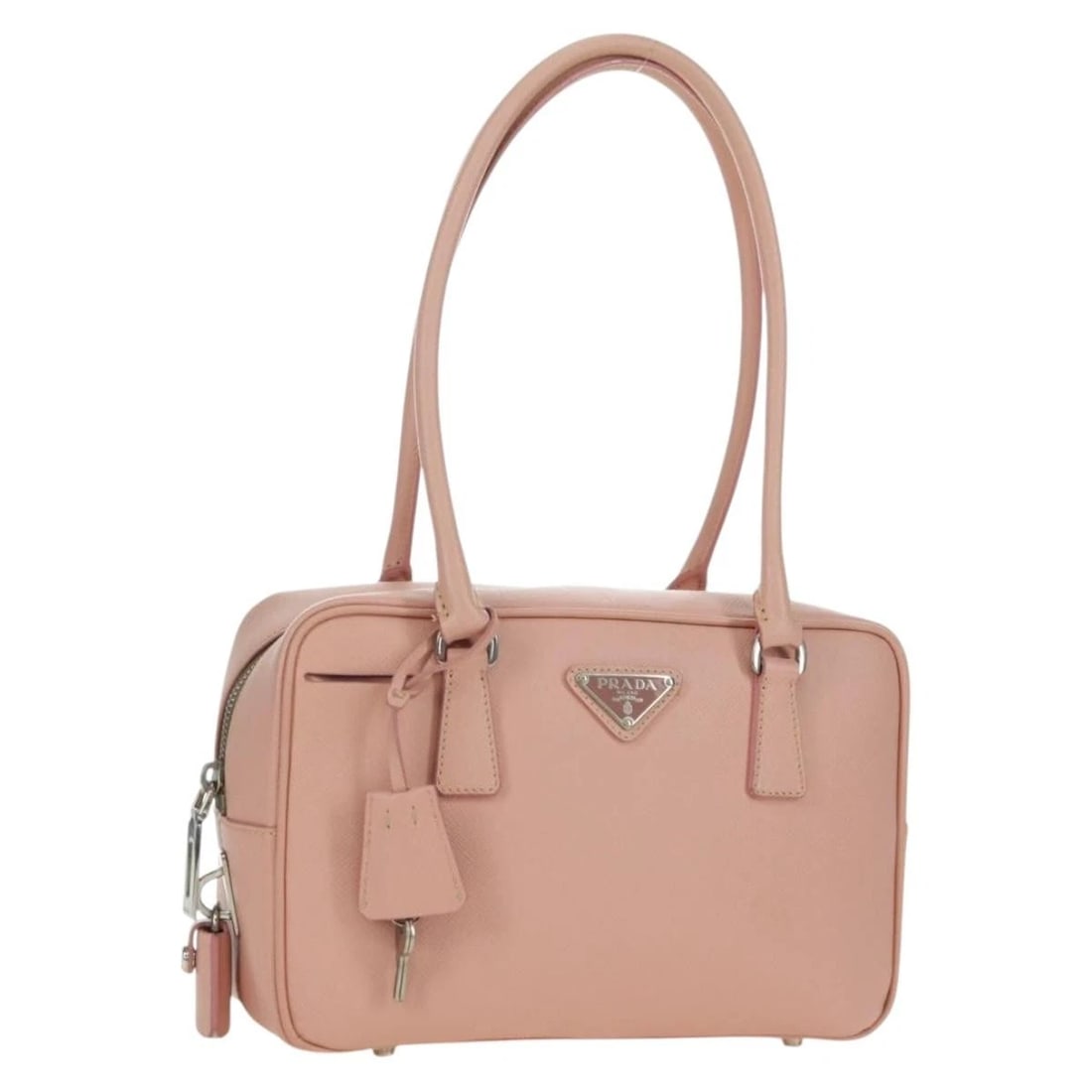 PRADA SHOULDER BAG SAFIANO LEATHER PINK SILVER: PRADA Shoulder Bag Safiano leather Pink Silver Brand: PRADA Type/Style: Shoulder Bag Material: Saffiano Leather Color: Pink/Silver Size: Size(Inch) W9.4 x H6.3 x D3.5inch(Approx) Accessories: None