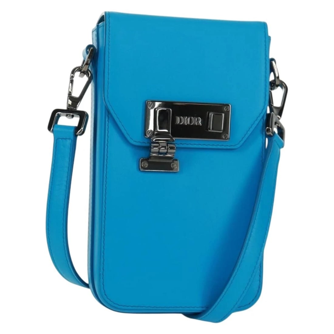 CHRISTIAN DIOR SHOULDER BAG LEATHER BLUE SILVER: Christian Dior Shoulder Bag Leather Blue Silver Brand: Christian Dior Type/Style: Shoulder Bag Material: Leather Color: Blue/Silver Size: Size(Inch) W4.1 x H6.7 x D1.6inch(Approx) Accessories: Non