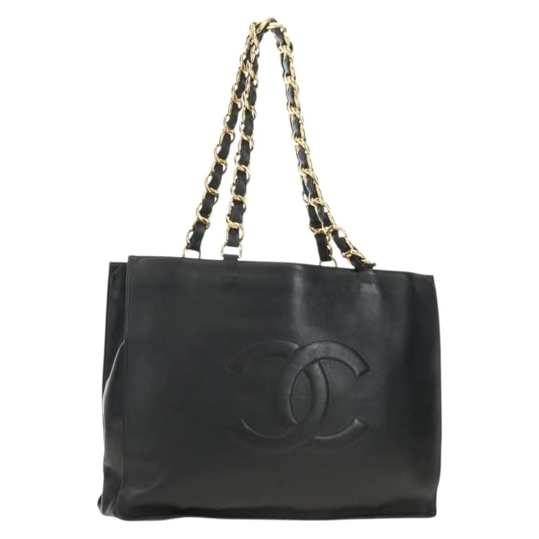CHANEL CHAIN TOTE BAG LEATHER BLACK GOLD: CHANEL Chain Tote Bag Leather Black Gold Brand: CHANEL Type/Style: Tote Bag Material: Leather Color: Black/Gold Size: Size(Inch) W16.1 x H12.2 x D4.3inch(Approx) Accessories: None Accessor