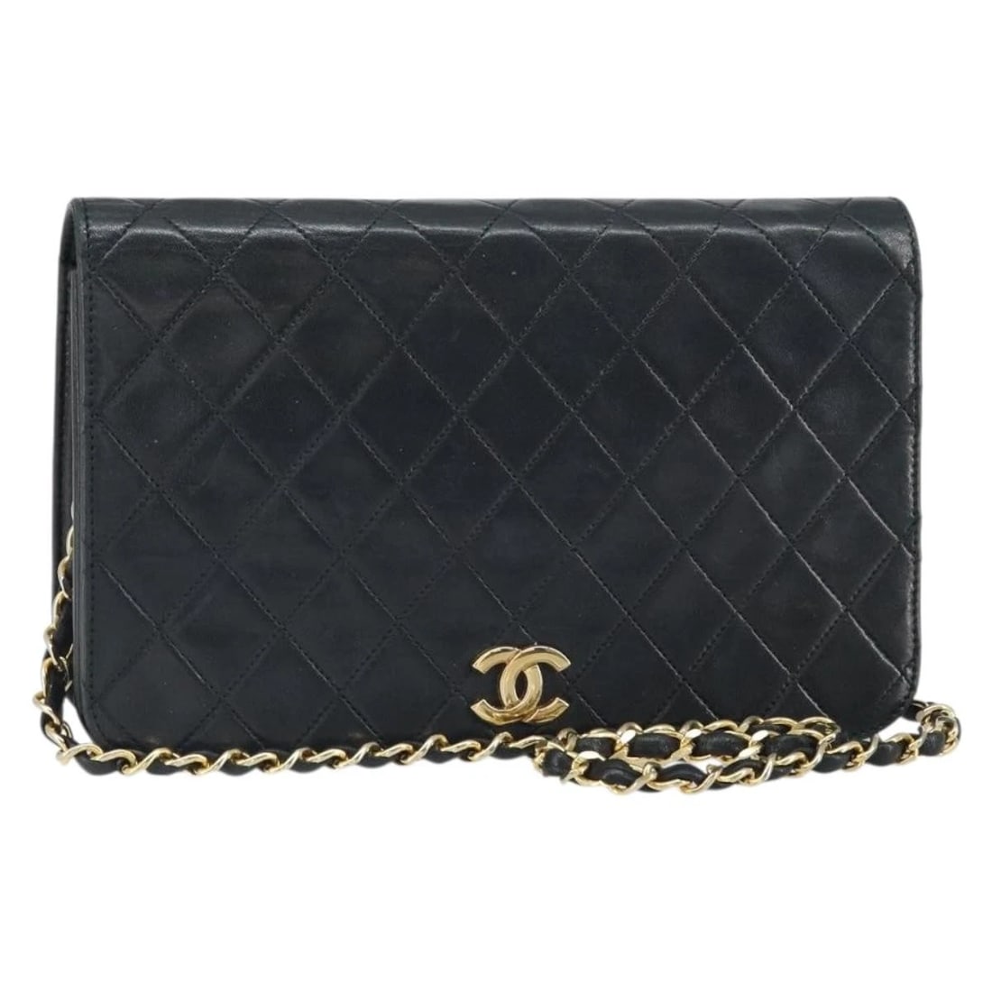 CHANEL MATELASSE CHAIN SHOULDER BAG: CHANEL Matelasse Chain Shoulder Bag Brand: CHANEL Type/Style: Shoulder Bag Material: Lamb Skin Color: Black/Gold Size: Size(Inch) W9.1 x H5.1 x D2.0inch(Approx) Accessories: None Accessori
