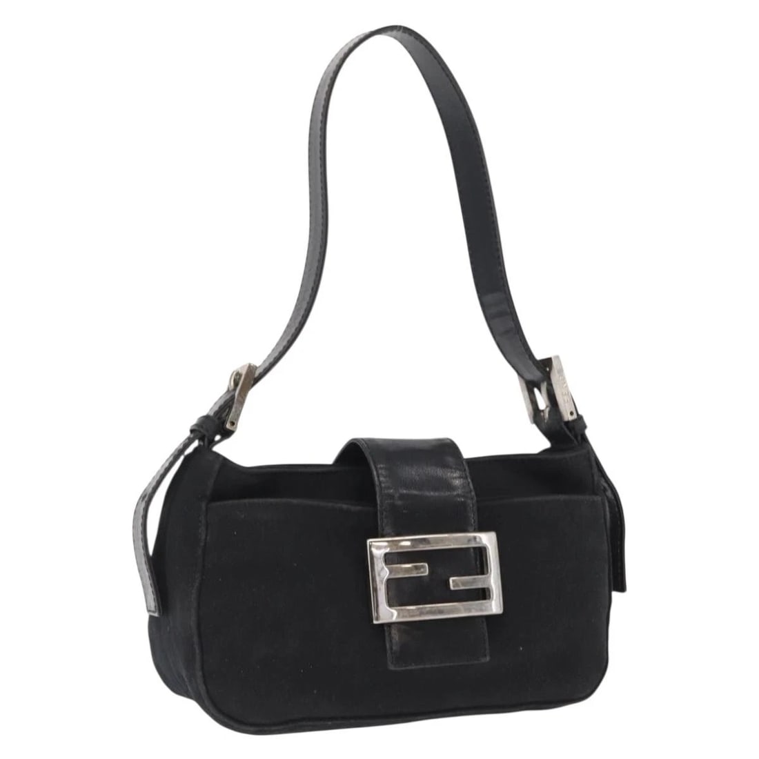 FENDI HAND BAG NYLON BLACK SILVER: FENDI Hand Bag Nylon Black Silver Brand: FENDI Type/Style: Hand Bag Material: Nylon Color: Black/Silver Size: Size(Inch) W7.9 x H5.1 x D2.8inch(Approx) Accessories: None Accessories Notice: When