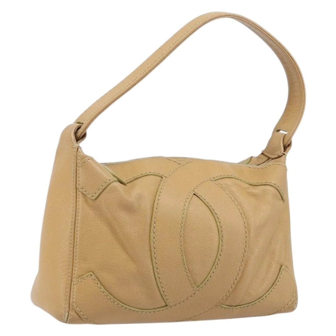 CHANEL HAND BAG GRAINED CALF SKIN BEIGE GOLD: CHANEL Hand Bag Grained Calf Skin Beige Gold Brand: CHANEL Type/Style: Hand Bag Material: Caviar Skin Color: Beige/Gold Size: Size(Inch) W11.0 x H7.1 x D3.9inch(Approx) Accessories: None A
