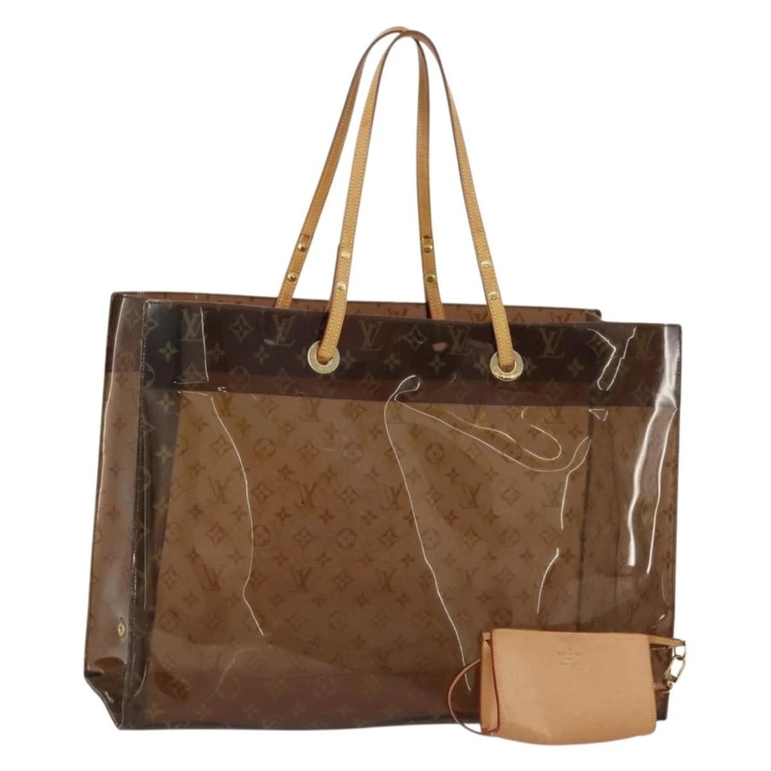 LOUIS VUITTON MONOGRAM VINYL CABAS CRUISE TOTE BAG: LOUIS VUITTON Monogram Vinyl Cabas Cruise Tote Bag Brand: LOUIS VUITTON Type/Style: Tote Bag Material: Vinyl/Monogram Canvas Color: Monogram Size: Size(Inch) W18.5 x H13.8 x D8.7inch(Approx) Acces