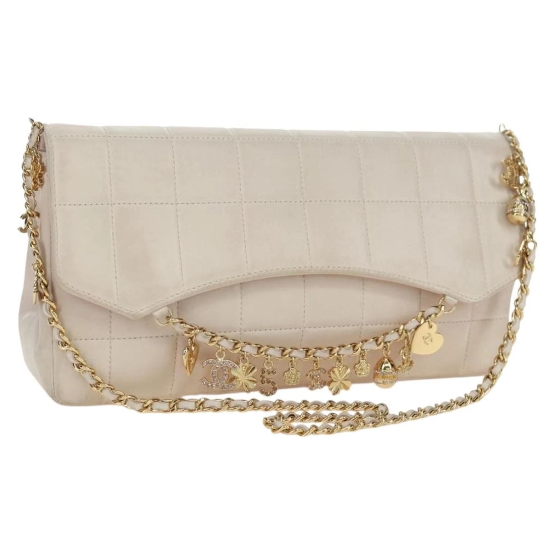 CHANEL CHOCO BAR ICON CHAIN SHOULDER BAG: CHANEL Choco Bar Icon Chain Shoulder Bag Brand: CHANEL Type/Style: Shoulder Bag Material: Lamb Skin Color: Gold/Pink Size: Size(Inch) W10.6 x H5.1 x D2.4inch(Approx) Accessories: None Acce