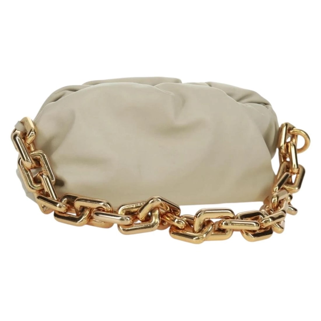 BOTTEGA VENETA CHAIN SHOULDER BAG: BOTTEGA VENETA Chain Shoulder Bag Brand: BOTTEGAVENETA Type/Style: Shoulder Bag Material: Leather Color: White/Gold Size: Size(Inch) W11.8 x H3.9 x D3.1inch(Approx) Accessories: None Acces