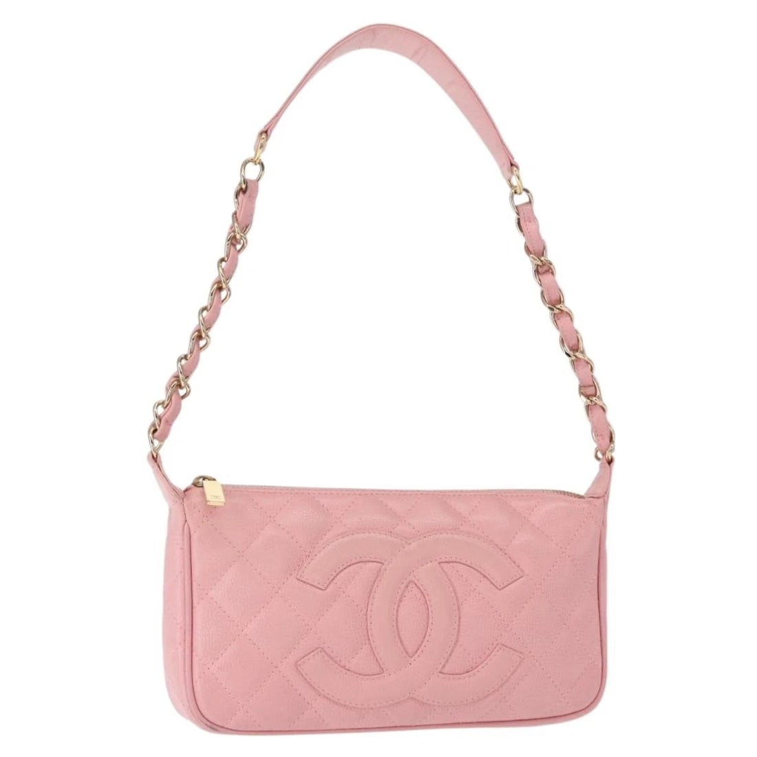 CHANEL MATELASSE COCO MARK CHAIN BAG: CHANEL Matelasse COCO Mark Chain Bag Brand: CHANEL Type/Style: Shoulder Bag Material: Caviar Skin Color: Pink/Gold Size: Size(Inch) W9.1 x H5.5 x D1.6inch(Approx) Accessories: None Accesso