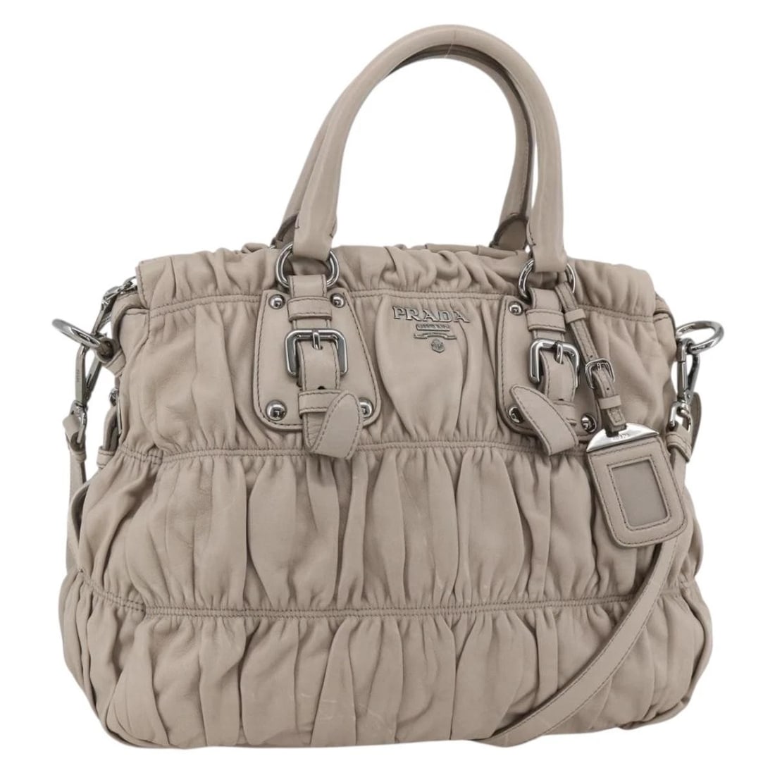 PRADA NAPPA HAND BAG LEATHER 2WAY GRAY (1 of 8)