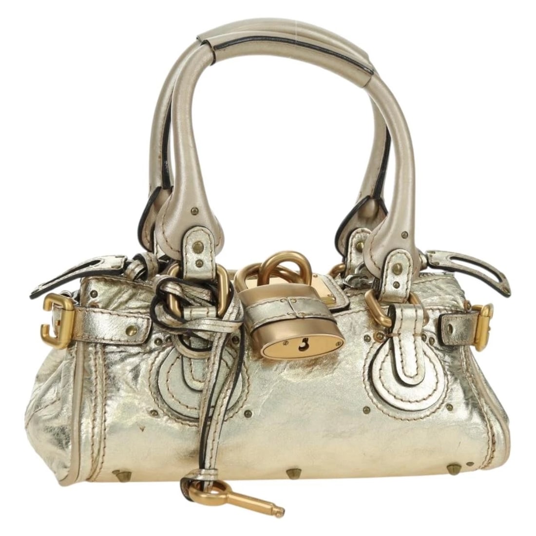 CHLOE MINI PADDINGTON HAND BAG LEATHER GOLD: Chloe Mini Paddington Hand Bag Leather Gold Brand: Chloe Type/Style: Hand Bag Material: Leather Color: Gold Size: Size(Inch) W10.6 x H4.7 x D5.9inch(Approx) Accessories: None Accessories N